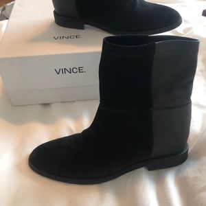 Vince Black Suede & Leather Ankle Boot